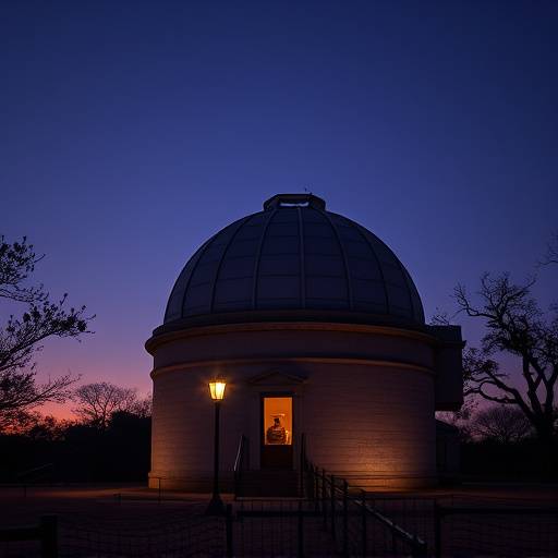 Image of the George Observatory in Brazos Bend State Park, featuring its large telescope dome at dusk.
